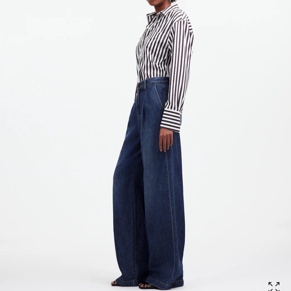 Madewell Harlow Women's Flare & Wide Leg Jeans - Dark Blue - Picture 3 of 9